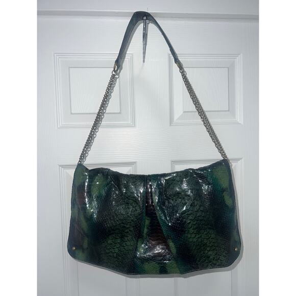 Vintage Deena & Ozzy  Snakeskin Print Leather 100% PU  Small Clutch Wallet green - Picture 4 of 13